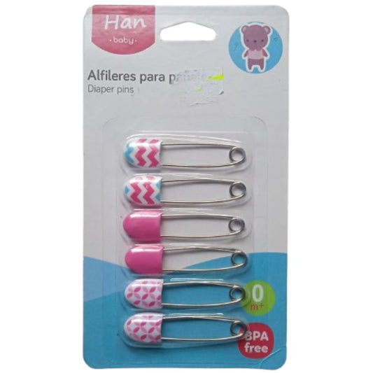 Diaper (Nappy) Pins - 6 Pack
